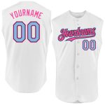 Custom Name and Number Baseball Jersey - Personalized Authentic Sleeveless in White, Light Blue, Black, and Pink Personalized