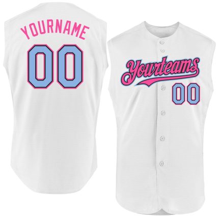 Custom Name and Number Baseball Jersey - Personalized Authentic Sleeveless in White, Light Blue, Black, and Pink Personalized