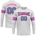 Custom Team Name and Number Performance T-Shirt - Long Sleeve in White, Light Blue, Black, Pink Personalized White Light