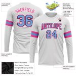 Custom Team Name and Number Performance T-Shirt - Long Sleeve in White, Light Blue, Black, Pink Personalized White Light