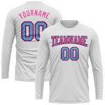Custom Team Name and Number Performance T-Shirt - Long Sleeve in White, Light Blue, Black, Pink Personalized White Light
