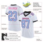 Custom Personalized Football Jersey with Name and Number - Authentic Mesh in White, Light Blue, Black, and Pink Personalized