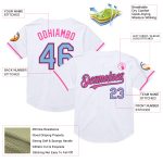 Custom Name Number Throwback Baseball Jersey Mesh Light Blue Black Pink - Personalized Authentic Team Jersey Personalized