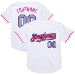 Custom Name Number Throwback Baseball Jersey Mesh Light Blue Black Pink - Personalized Authentic Team Jersey Personalized