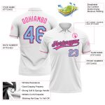 Custom Performance Golf Polo Shirt - Personalized White Light Blue Black Pink with Name & Number Personalized White Light
