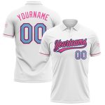 Custom Performance Golf Polo Shirt - Personalized White Light Blue Black Pink with Name & Number Personalized White Light