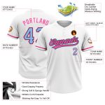 Custom Unisex Softball Jersey - White Light Blue Black-Pink, Two-Button Design, Personalized Comfort Fit Personalized White
