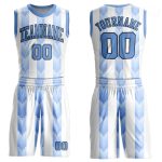 Custom Basketball Jersey with Personalized Name and Number, White Blue Black Round Neck Sublimation Suit Personalized White