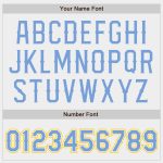 Custom Authentic Baseball Jersey with Personalized Name and Number in White Light Blue and Gold Personalized White Light