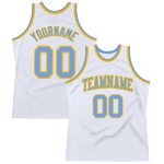 Personalized Authentic Throwback Basketball Jersey - White Light Blue Gold Personalized White Light Blue-Gold Authentic Throwback