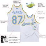 Custom Basketball Jersey - Personalized Light Blue Gold Throwback with Name and Number Personalized White Light Blue-Gold