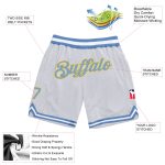 Custom Name and Number Personalized Basketball Shorts in White Light Blue Gold - Authentic Throwback Design Personalized