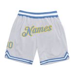 Custom Name and Number Personalized Basketball Shorts in White Light Blue Gold - Authentic Throwback Design Personalized