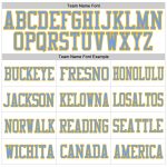 Customizable White Light Blue and Gold Football Jersey with Personalized Name and Number - Authentic Team Apparel Personalized
