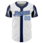 Custom Name and Number Authentic Baseball Jersey in White Light Blue-Navy Colors - Personalized Team Gear Personalized White