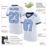 Custom Personalized Football Jersey with Light Blue Navy Mesh, Your Name and Number Personalized White Light Blue-Navy Mesh