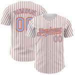 Custom Light Blue Orange Pinstripe Baseball Jersey - Personalized Name & Number - Authentic Team Apparel Personalized White