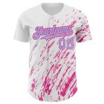 Customizable Abstract Splash Baseball Jersey - White Light Blue-Pink 3D Pattern Design, Personalized with Name and Number