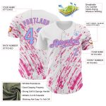 Customizable Abstract Splash Baseball Jersey - White Light Blue-Pink 3D Pattern Design, Personalized with Name and Number