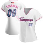 Custom American Flag Softball Jersey with Personalized Name & Number - White Light Blue-Pink Design Personalized White Light