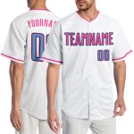 Personalized Light Blue Pink Baseball Jersey - Authentic Custom Sports Apparel Personalized White Light Blue-Pink Authentic