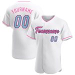 Custom Name and Number Baseball Jersey for Team in White, Light Blue, Pink - Personalized Authentic Jersey Personalized White