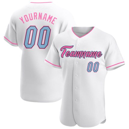 Custom Name and Number Baseball Jersey for Team in White, Light Blue, Pink - Personalized Authentic Jersey Personalized White