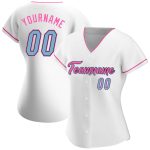 Custom Name and Number Baseball Jersey for Team in White, Light Blue, Pink - Personalized Authentic Jersey Personalized White