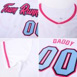 Custom Name and Number Baseball Jersey for Team in White, Light Blue, Pink - Personalized Authentic Jersey Personalized White