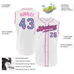 Customizable Authentic White Light Blue-Pink Baseball Jersey with Team Name and Number - Sleeveless Design Personalized White