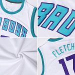 Customizable Authentic Basketball Jersey - Personalized Name & Number - White Light Blue-Pink Throwback Design Personalized
