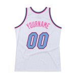 Customizable Authentic Basketball Jersey - Personalized Name & Number - White Light Blue-Pink Throwback Design Personalized