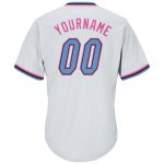 Custom Name Number Authentic Baseball Jersey Shirt Personalized White Light Blue Pink Rib-Knit Throwback Personalized White