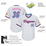Custom Name Number Authentic Baseball Jersey Shirt Personalized White Light Blue Pink Rib-Knit Throwback Personalized White