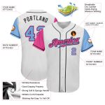 Custom Two Tone Baseball Jersey - Personalized with Name & Number, Authentic White Light Blue Pink Black Design Personalized