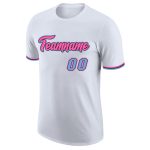 Custom Team Performance T-Shirt with Personalized Name and Number in White Light Blue-Pink Personalized White Light Blue-Pink