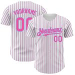 Custom Personalized Pink-Light Blue Pinstripe Baseball Jersey with Name and Number - Authentic Team Apparel Personalized