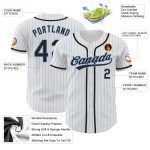Custom Authentic Baseball Jersey with Personalized Name and Number - White Light Blue Pinstripe Design Personalized White