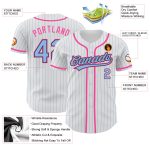 Custom Baseball Jersey with Personalized Name and Number, Light Blue Black-Pink Pinstripe Design for Team Apparel Personalized