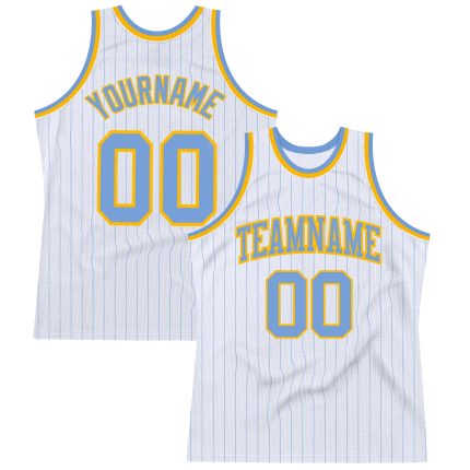 Custom Light Blue Pinstripe Basketball Jersey with Personalized Name and Number - Authentic Team Apparel Personalized White