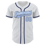 Personalized Light Blue Navy Pinstripe Baseball Jersey Authentic Design Personalized White Light Blue Pinstripe Light Blue-Navy