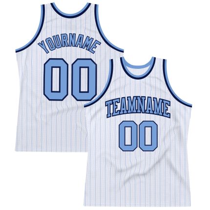 Custom Light Blue-Navy Basketball Jersey with Personalized Name & Number - Authentic Team Jersey Personalized White Light
