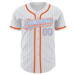 Custom Light Blue-Orange Pinstripe Baseball Jersey with Personalized Name & Number - Authentic Team Gear Personalized White