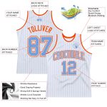 Custom Personalized Basketball Jersey - Light Blue Orange Pinstripe with Team Name and Number Personalized White Light Blue