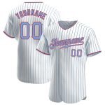 Custom Light Blue-Red Pinstripe Baseball Jersey with Personalized Name and Number - Authentic Team Apparel Personalized White