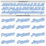 Customizable Light Blue White Pinstripe Sports Pants with Team Name and Number - Personalized Athletic Apparel Personalized