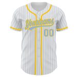 Customizable Authentic Baseball Jersey with Personalized Name and Number - White Light Blue Pinstripe Personalized White
