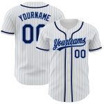 Custom Navy Baseball Jersey with Personalized Name & Number - White Light Blue Pinstripe Design Personalized White Light