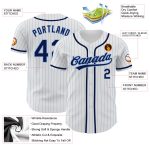 Custom Navy Baseball Jersey with Personalized Name & Number - White Light Blue Pinstripe Design Personalized White Light