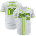 Customizable Baseball Jersey - White Light Blue Pinstripe Neon Green-Black - Personalize with Name & Number Personalized